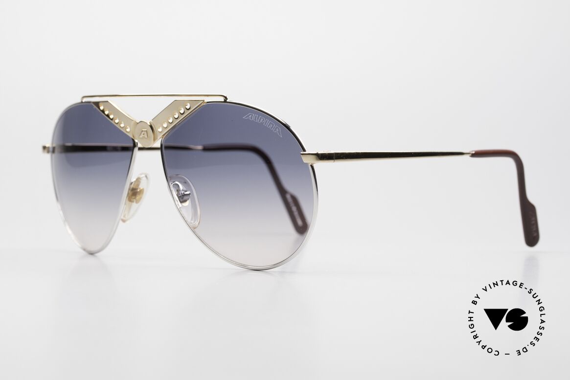 Alpina M52 Rare 80er Aviator Sonnenbrille, Spitzen-Verarbeitung; gold- und platin-plattiert, Passend für Herren