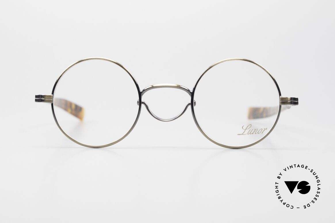 Lunor Swing A 31 Round Vintage Brille In Antik Gold AG, Schwenksteg als Hommage an die Brillen von ca. 1900, Passend für Herren und Damen