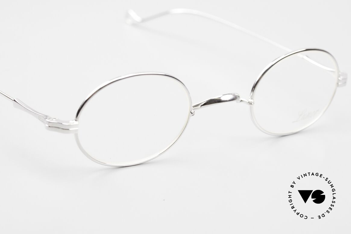 Lunor II 10 Ovale Brille Platin Plattiert, altes, ungetragenes LUNOR Original mit dem W-Steg, Passend für Herren und Damen
