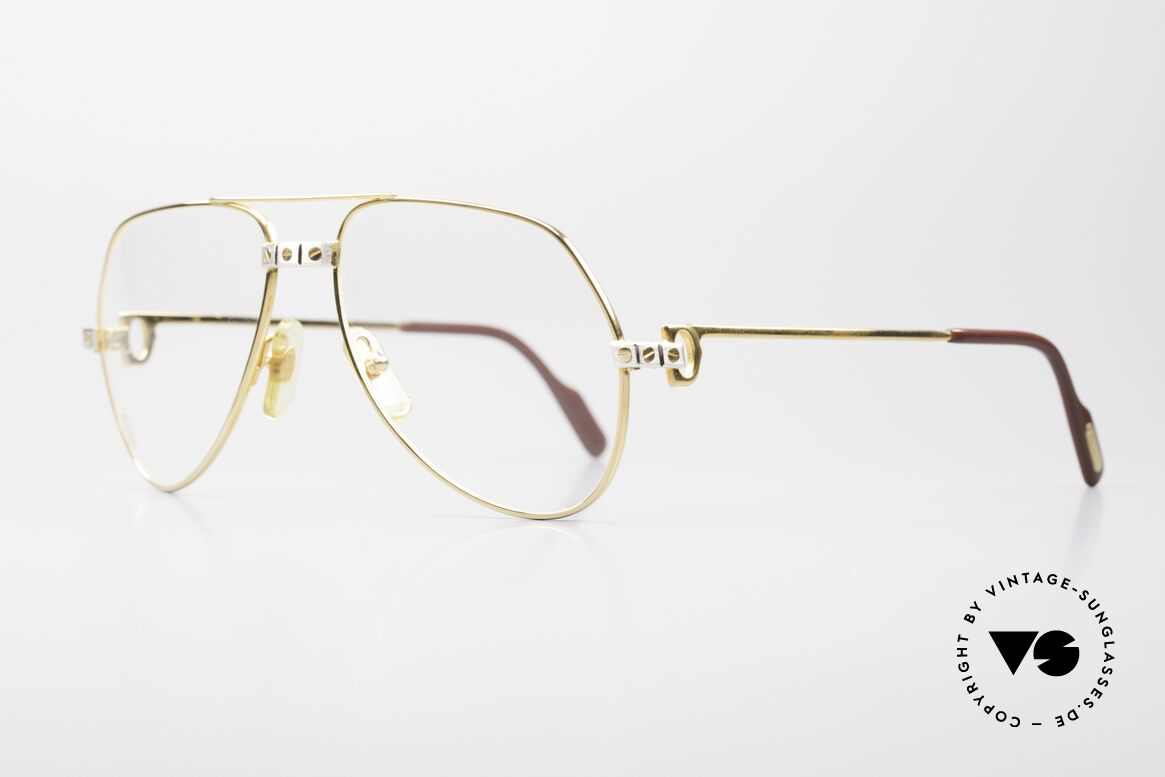Cartier Vendome Santos - S 80er James Bond Vintage Brille, Santos-Dekor (3 Schrauben) in SMALL Größe 56-16, 135, Passend für Herren und Damen