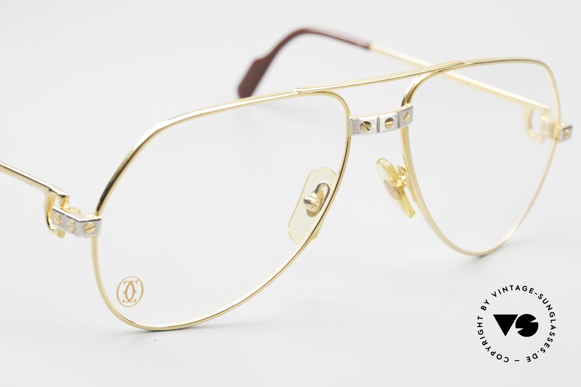 Cartier Vendome Santos - S 80er James Bond Vintage Brille, absolute Luxus-Fassung (22kt vergoldet) im Pilotenstil, Passend für Herren und Damen