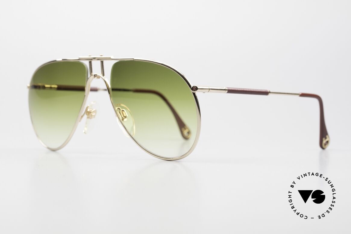 Aigner EA3 Rare 80er Brille Vergoldet Leder, limitierte Luxus-Sonnenbrille mit Seriennr. 026867, Passend für Herren