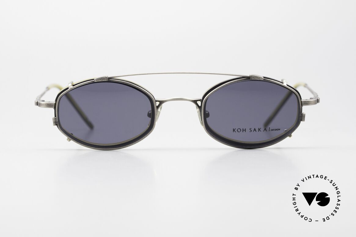 Koh Sakai KS9836 Titanium Brille mit Clip-On, Größe 45-21 mit praktischem Sonnen-Clip / Vorhänger, Passend für Herren und Damen