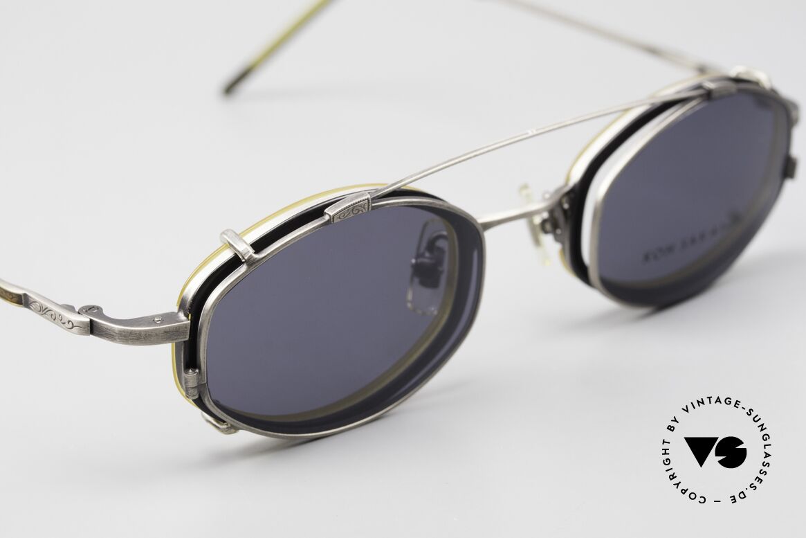 Koh Sakai KS9836 Titanium Brille mit Clip-On, die gesamte Fassung mit aufwändigen kleinen Gravuren, Passend für Herren und Damen