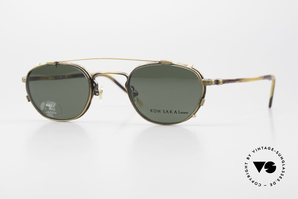 Koh Sakai KS9408 Kleine Brille mit Sonnenclip, alte vintage Koh Sakai Brille mit Sonnen-Clip von 1997, Passend für Herren und Damen