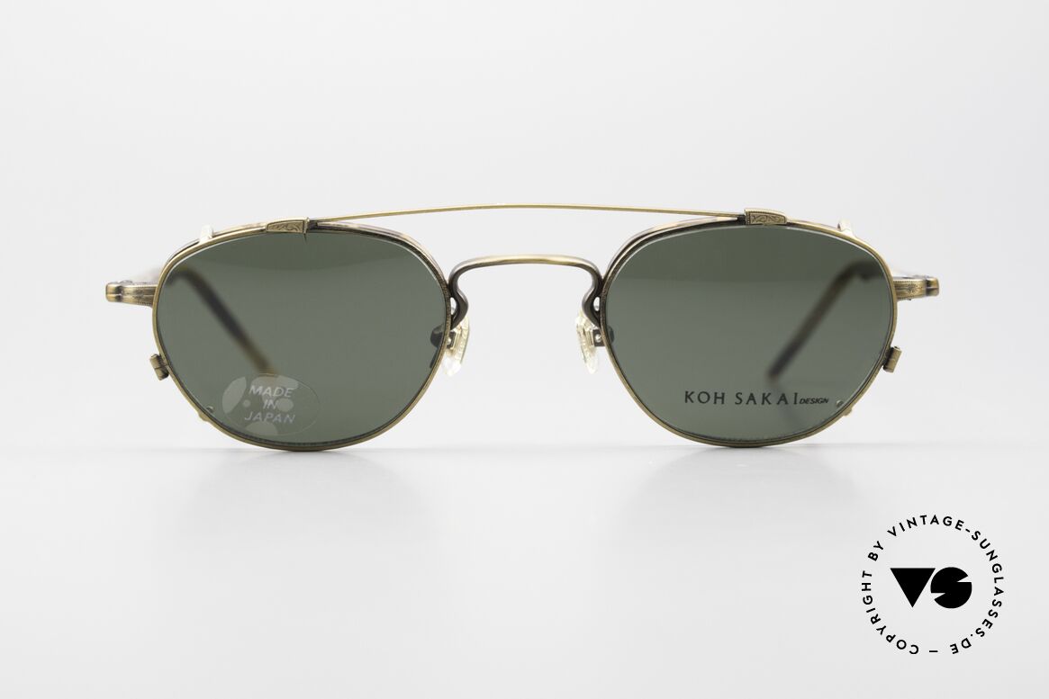 Koh Sakai KS9408 Kleine Brille mit Sonnenclip, alte vintage Koh Sakai Brille mit Sonnen-Clip von 1997, Passend für Herren und Damen