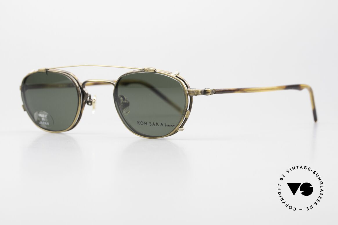 Koh Sakai KS9408 Kleine Brille mit Sonnenclip, in Los Angeles designed & in Sabae (Japan) produziert, Passend für Herren und Damen