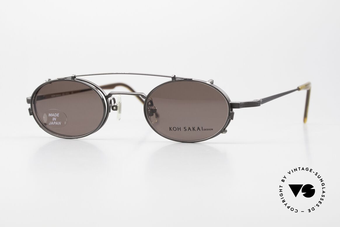 Koh Sakai KS9701 Kleine Titan Fassung mit Clip, alte vintage Titanbrille von Koh Sakai mit Sonnen-Clip, Passend für Herren und Damen