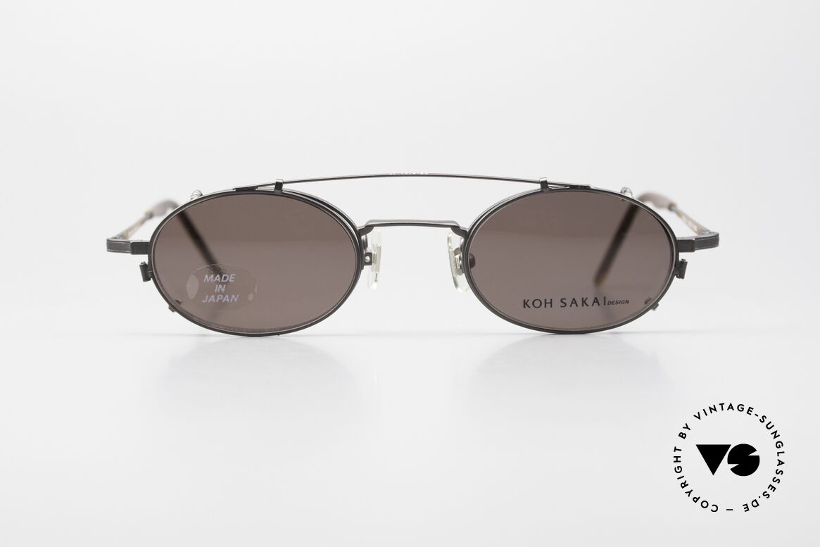 Koh Sakai KS9701 Kleine Titan Fassung mit Clip, zeitlose ovale Brillenform von 1997 in SMALL Gr. 44-21, Passend für Herren und Damen