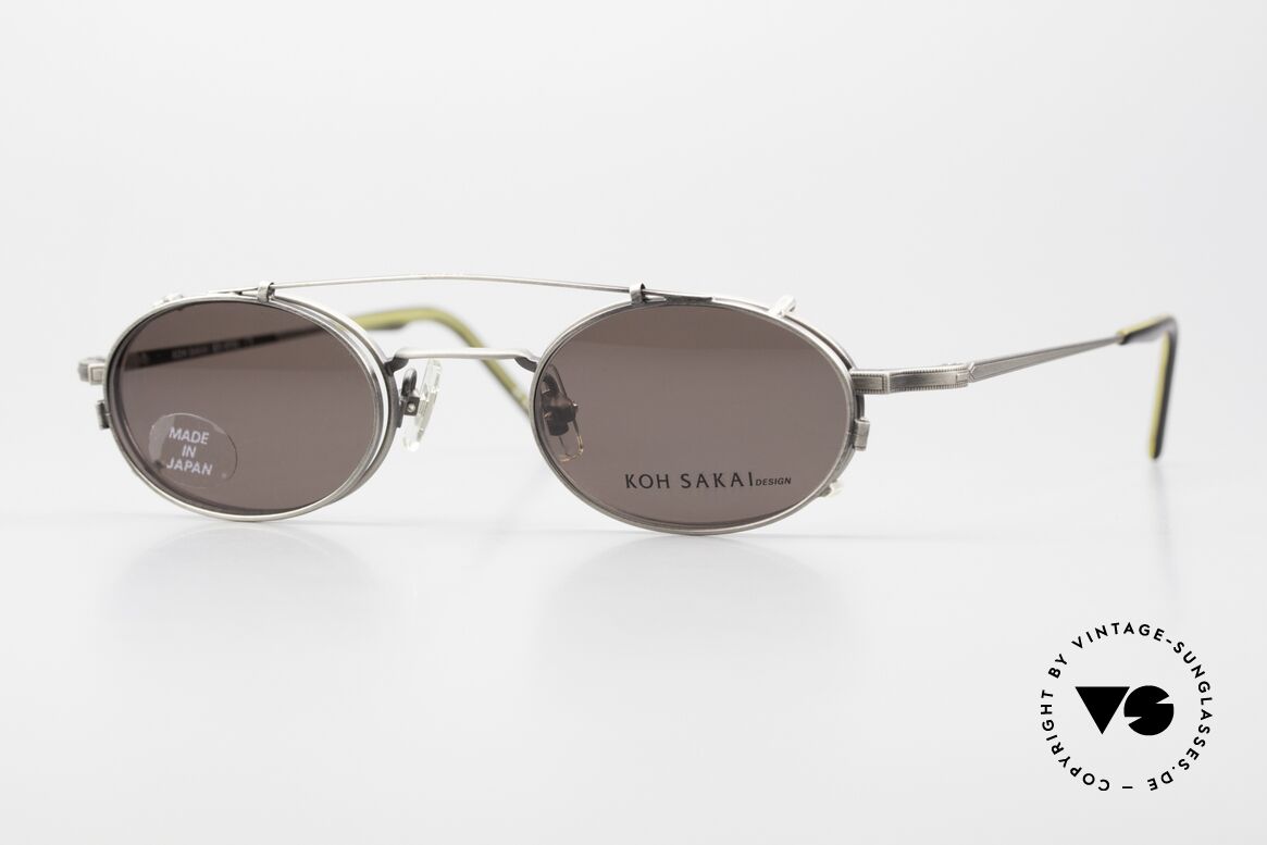 Koh Sakai KS9701 Sonnenclip Brillenfassung 90er, alte vintage Titanbrille von Koh Sakai mit Sonnen-Clip, Passend für Herren und Damen