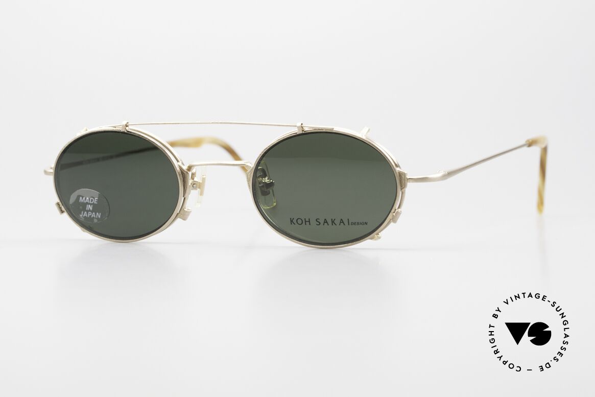 Koh Sakai KS9711 Clip On Brille 90er Titanium, alte vintage Koh Sakai Brille mit Sonnen-Clip von 1997, Passend für Herren und Damen