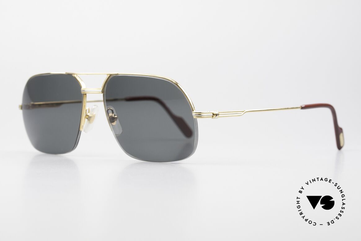 Cartier Orsay Halbrand Luxus Sonnenbrille, 22kt vergoldet (wie alle Cartier vintage Modelle), Passend für Herren