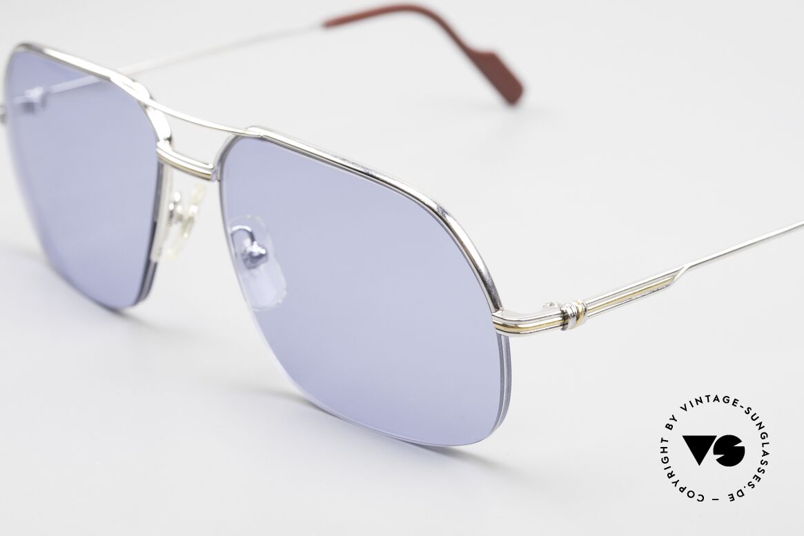 Cartier Orsay 90er Platin Luxus Sonnenbrille, flexibler Halbrahmen (Top-Qualität), Luxusbrille, Passend für Herren