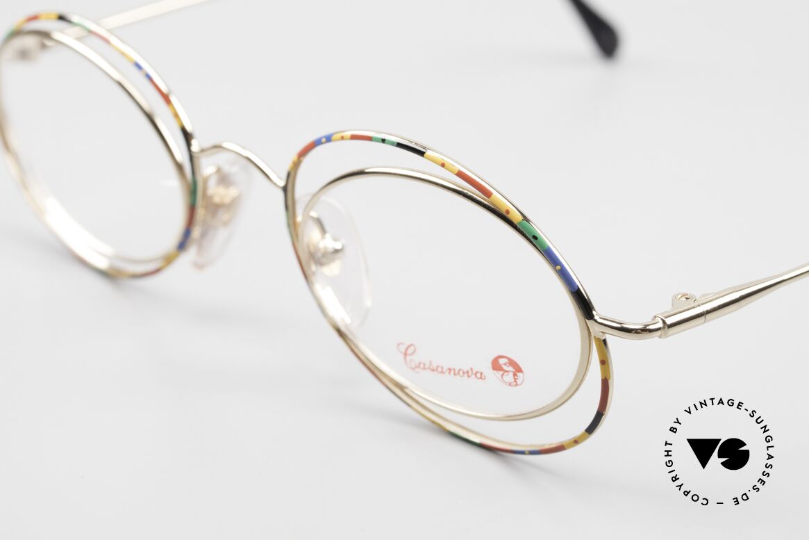 Casanova LC16 Verrückte Brillenfassung Bunt, 24kt vergoldeter Rahmen mit grandiosem bunten Muster, Passend für Damen