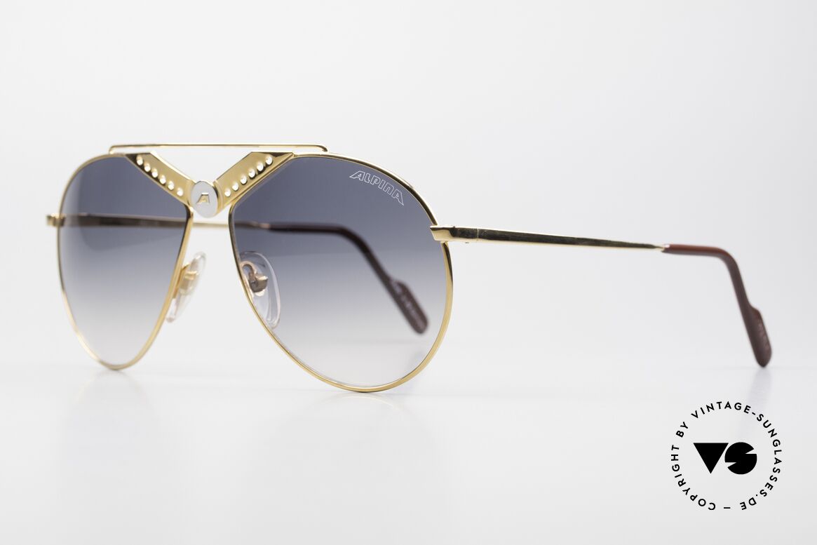 Alpina M52 Rare 80er Sonnenbrille Aviator, Spitzen-Verarbeitung; gold- und platin-plattiert, Passend für Herren