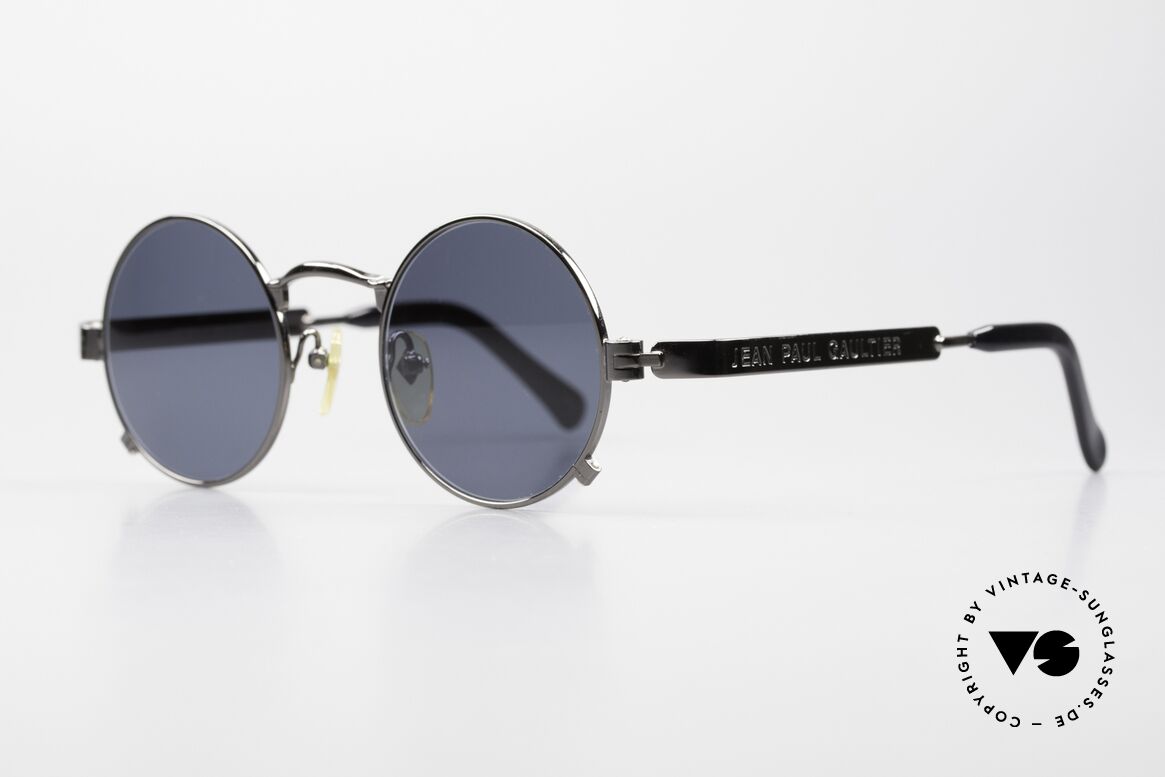 Jean Paul Gaultier 56-0102 Runde Vintage Brille Steampunk, herausragende Qualität in "gunmetal" (made in Japan), Passend für Herren