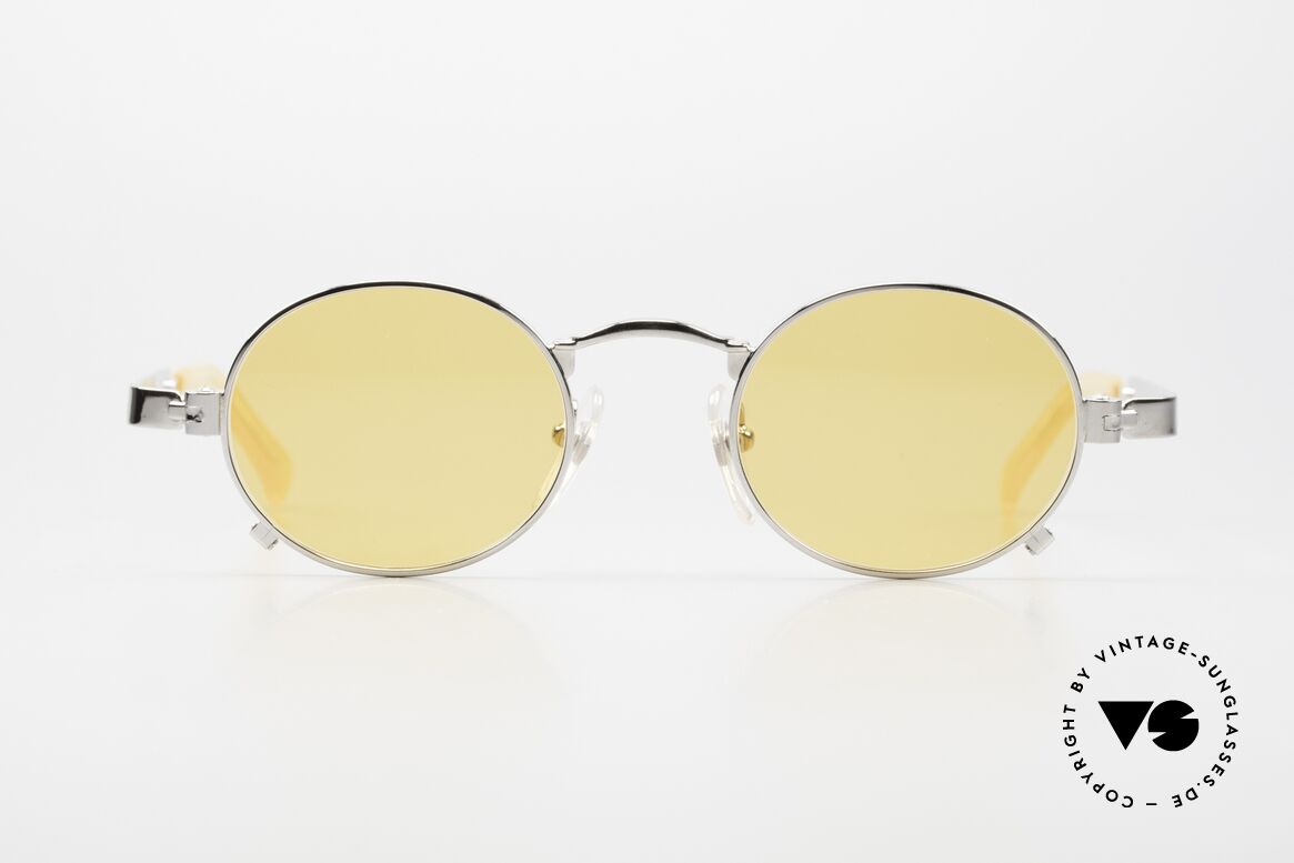 Jean Paul Gaultier 56-1173 Ovale Vintage Brille Steampunk, genial markant mit sehr speziellen Bügelscharnieren, Passend für Herren