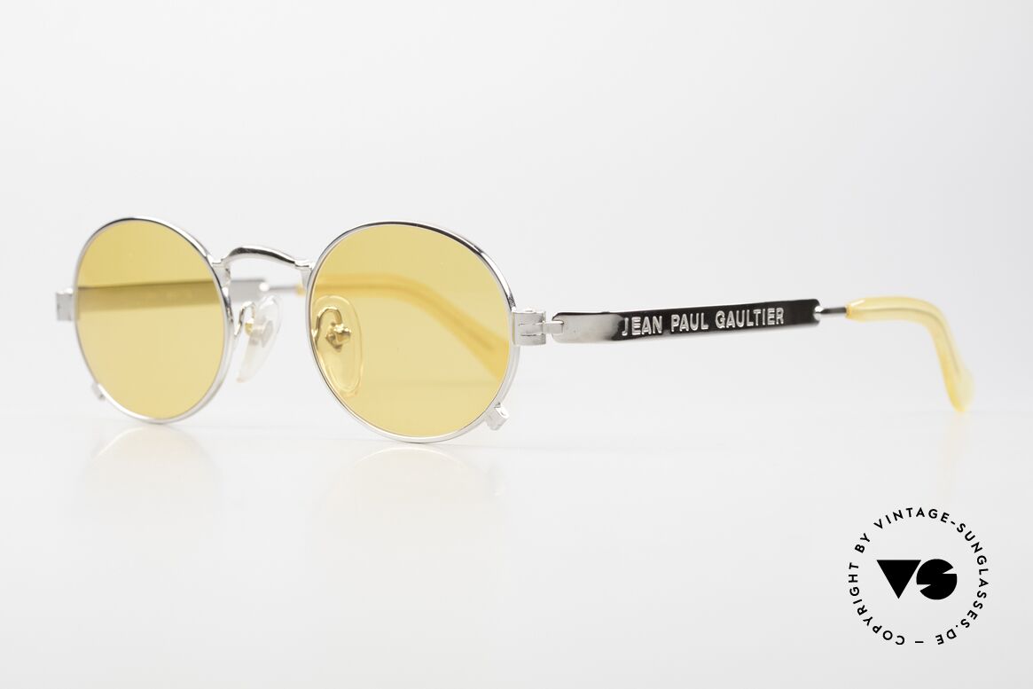 Jean Paul Gaultier 56-1173 Ovale Vintage Brille Steampunk, herausragende Qualität silber-chrome (made in Japan), Passend für Herren