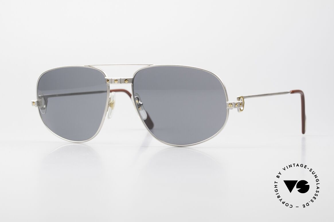 Cartier Romance Santos - XL Palladium Luxus Sonnenbrille, exklusives CARTIER Herrenmodell in XL Größe 61°18, Passend für Herren