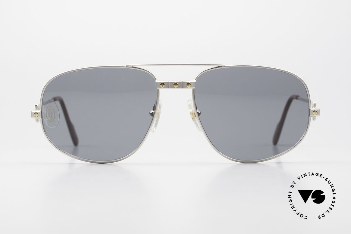 Cartier Romance Santos - XL Palladium Luxus Sonnenbrille, original Cartier vintage Luxus-Sonnenbrille von 1988, Passend für Herren