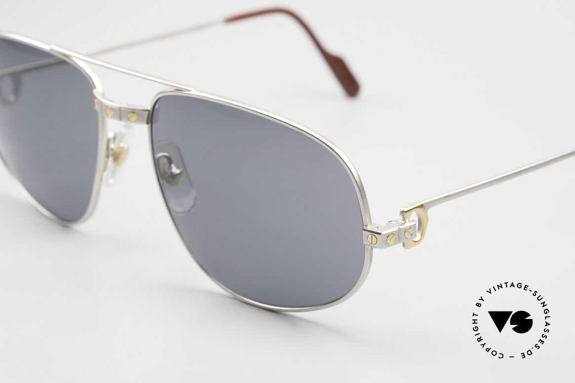 Cartier Romance Santos - XL Palladium Luxus Sonnenbrille, orig. Cartier Sonnengläser mit Gravur; 100% UV Schutz, Passend für Herren