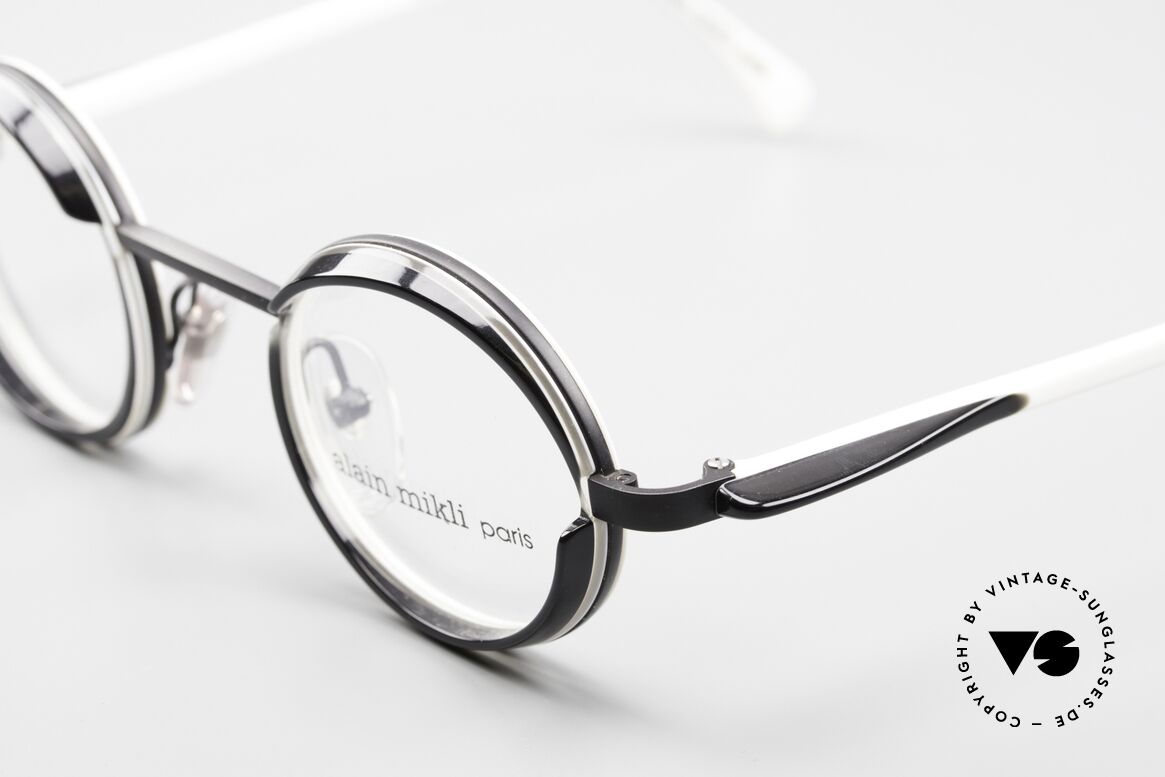 Alain Mikli 2150 / 01004 Runde Vintage Designer Brille, einfach originell & chic (in schwarz/weiss Kolorierung), Passend für Herren und Damen