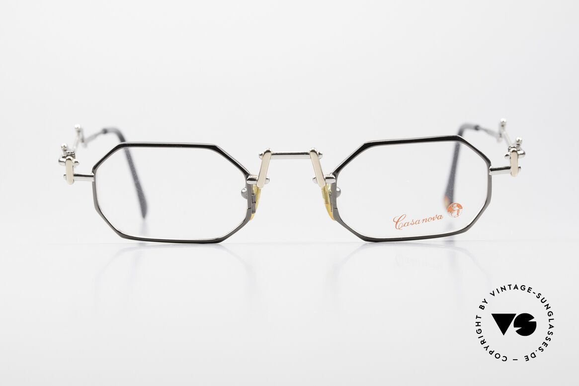 Casanova MTC22 Kunstvolle Designerbrille, vintage Casanova Brille von 1997 in Größe 44-24, Passend für Herren und Damen