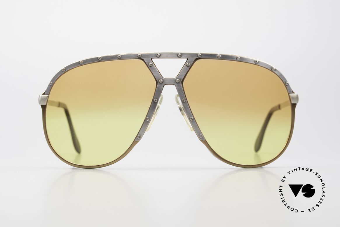 Alpina M1 80er Brille Orange-Gelb Verlauf, Limited Edition: Pfirsich-Metallic / Antik-Silber, Passend für Herren