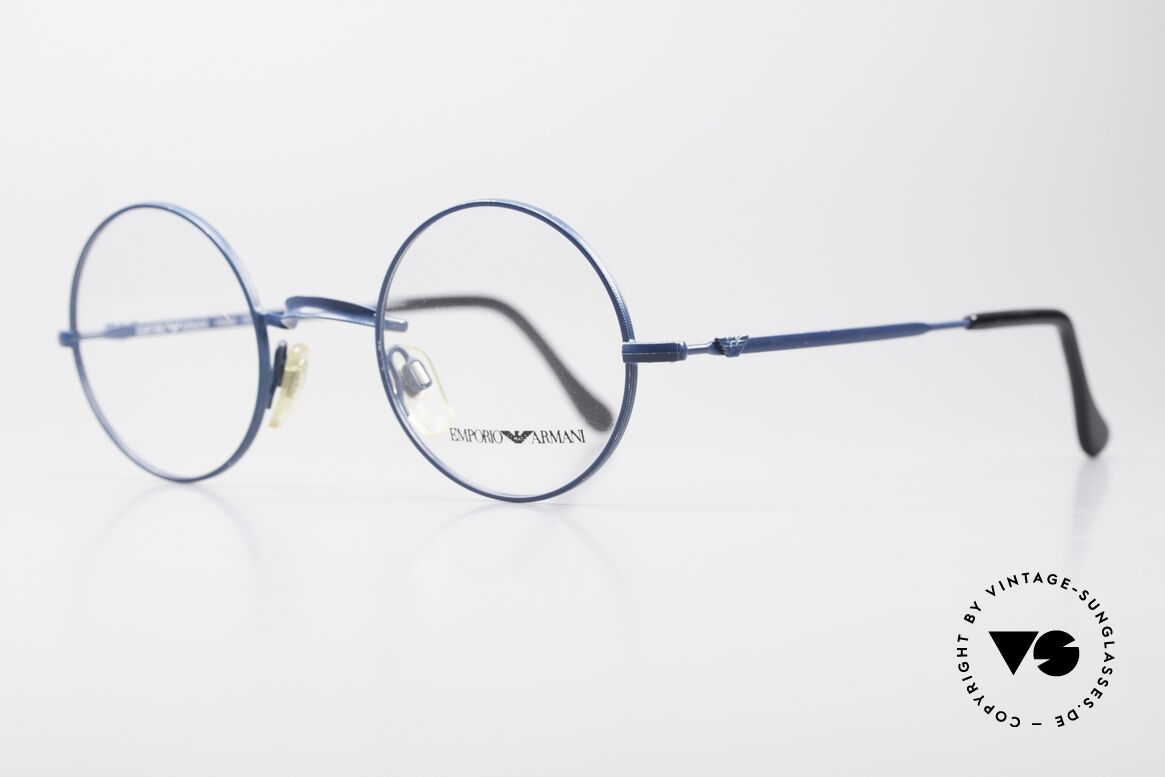 Giorgio Armani EA013 Kleine Runde 90er Brille, schlichte, runde Fassung in dunkelblau, Gr. 44-23, Passend für Herren und Damen