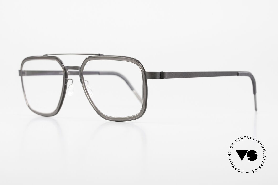 Lindberg 9743 Strip Titanium Herren Designerbrille Titan, markantes Design mit Oberbalken; dezent dunkelgrau, Passend für Herren