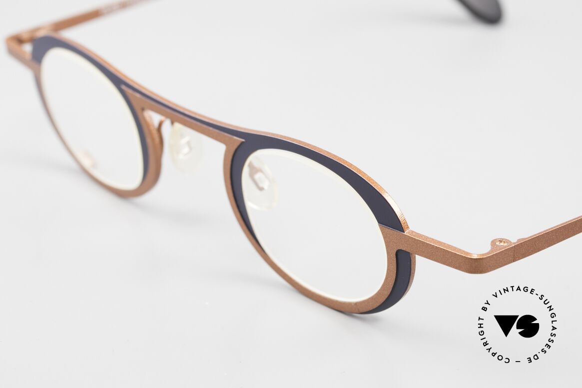 Theo Belgium Wexford Damen & Herrenbrille Titan, interessante Farbe: dunkelblau & weinrot metallic, Passend für Herren und Damen