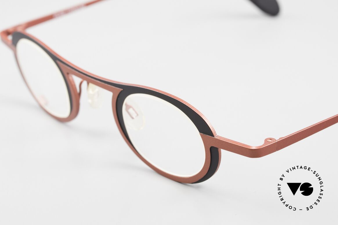 Theo Belgium Wexford Titan Damen & Herrenbrille, interessante Farbe: schwarz und weinrot metallic, Passend für Herren und Damen