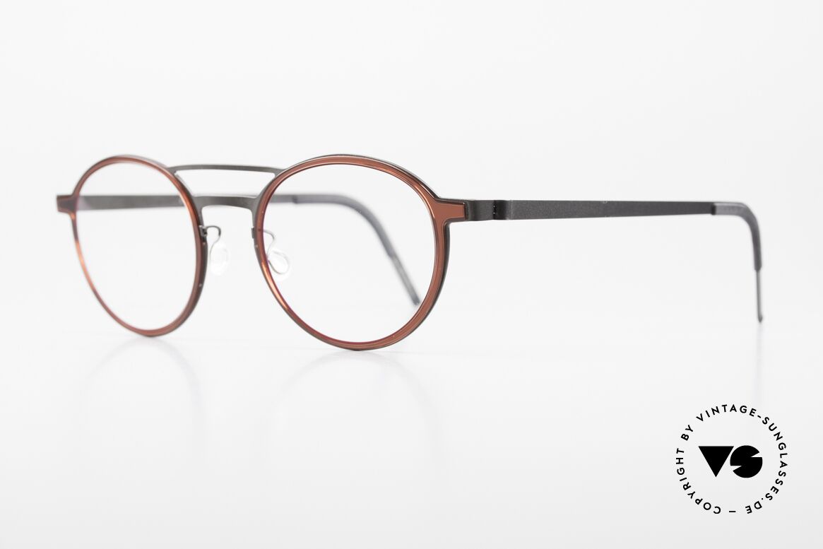 Lindberg 9739 Strip Titanium Herrenbrille Doppelbrücke, runde Brillenform & markantes Doppelbrücken-Design, Passend für Herren