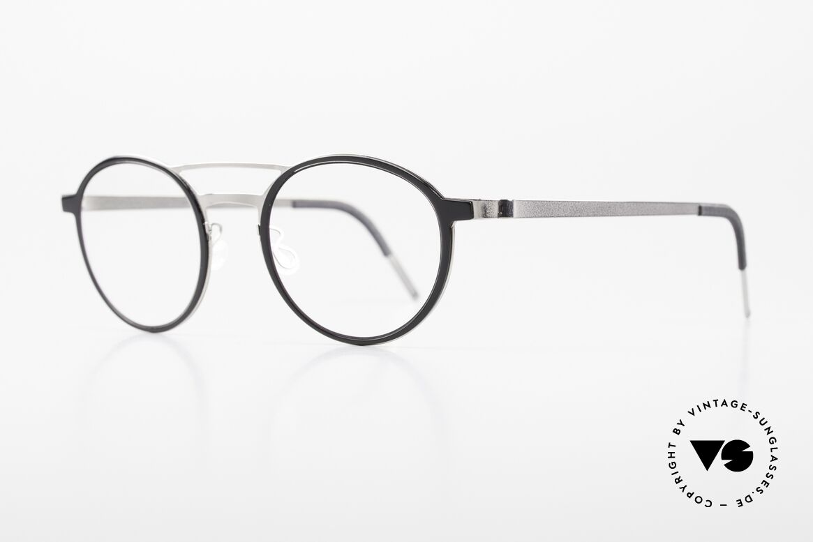 Lindberg 9739 Strip Titanium Runde Brille Doppelbrücke, runde Brillenform & markantes Doppelbrücken-Design, Passend für Herren