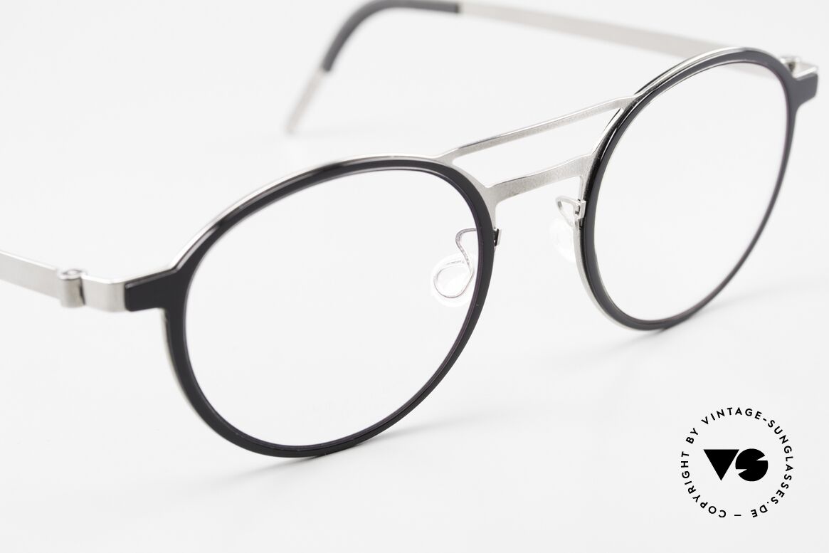 Lindberg 9739 Strip Titanium Runde Brille Doppelbrücke, ungetragenes Designerstück mit original Lindberg Etui, Passend für Herren