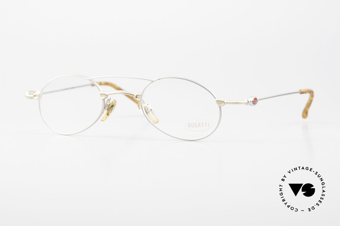 Bugatti 10859 90er Luxus Herrenbrille Oval, sehr feine und leichte Designer-Fassung von BUGATTI, Passend für Herren