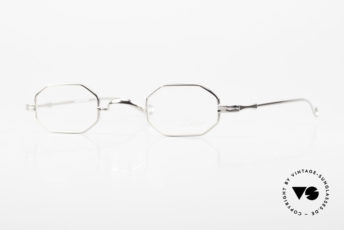 Lunor II 01 Achteckige Brille Platin PP, kleine achteckige vintage Brille der LUNOR II Serie, Passend für Herren und Damen