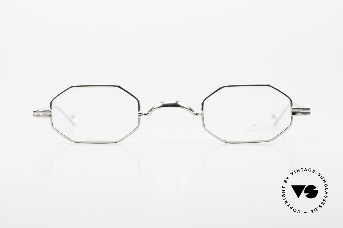 Lunor II 01 Achteckige Brille Platin PP, kleine achteckige vintage Brille der LUNOR II Serie, Passend für Herren und Damen