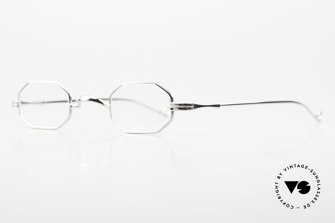 Lunor II 01 Achteckige Brille Platin PP, Fassung in Größe 37/24; für große Stärken geeignet, Passend für Herren und Damen