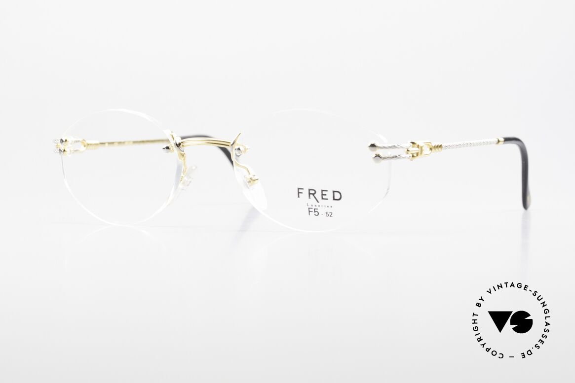 Fred Orcade F5 Ovale Randlos Brille Segler, FRED Brille, Orcade F5, 52-20 mit orig. Demogläsern, Passend für Herren und Damen