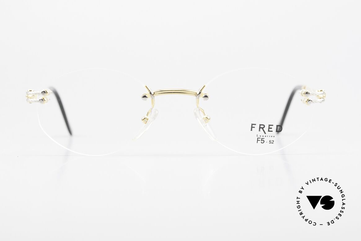 Fred Orcade F5 Ovale Randlos Brille Segler, marines Design (charakteristisch Fred) in Top-Qualität, Passend für Herren und Damen