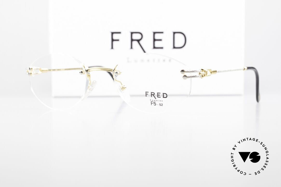 Fred Orcade F5 Ovale Randlos Brille Segler, bicolore Ausführung (Rosé-GOLD und PLATIN-plattiert), Passend für Herren und Damen
