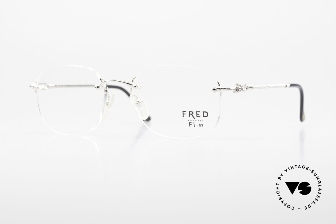 Fred Fidji F1 Luxus Brille Randlos Platin, Fred Brille, Modell Fidji F1, 53-20 mit DEMO-Gläsern, Passend für Herren und Damen