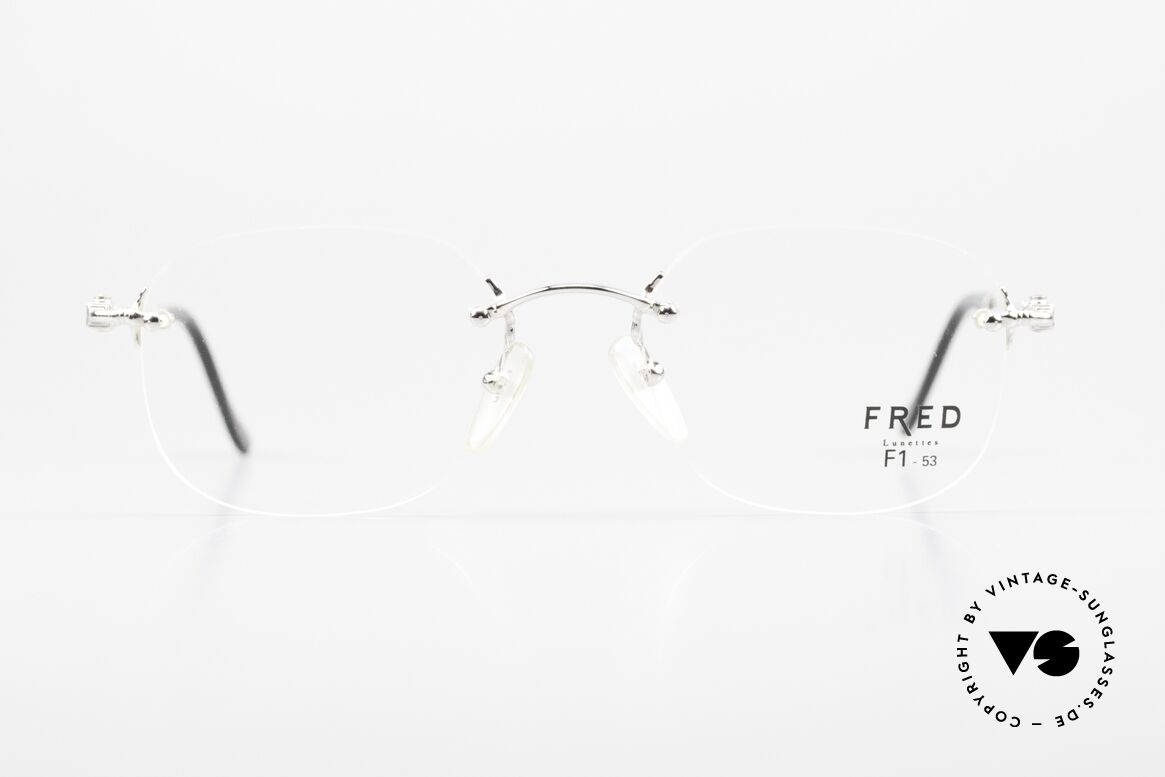 Fred Fidji F1 Luxus Brille Randlos Platin, Fred Brille, Modell Fidji F1, 53-20 mit DEMO-Gläsern, Passend für Herren und Damen