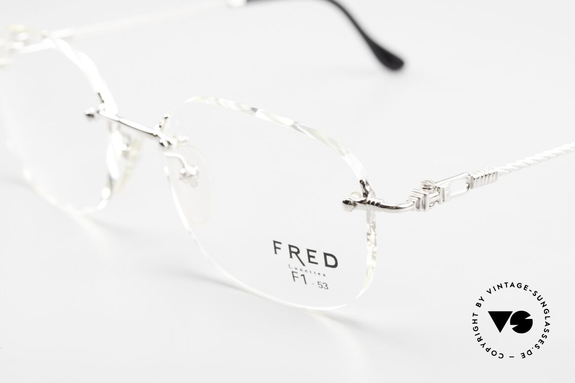 Fred Fidji F1 Luxus Brille Randlos Platin, Bügel sind gedreht wie ein Segeltau; MUSS für Segler!, Passend für Herren und Damen
