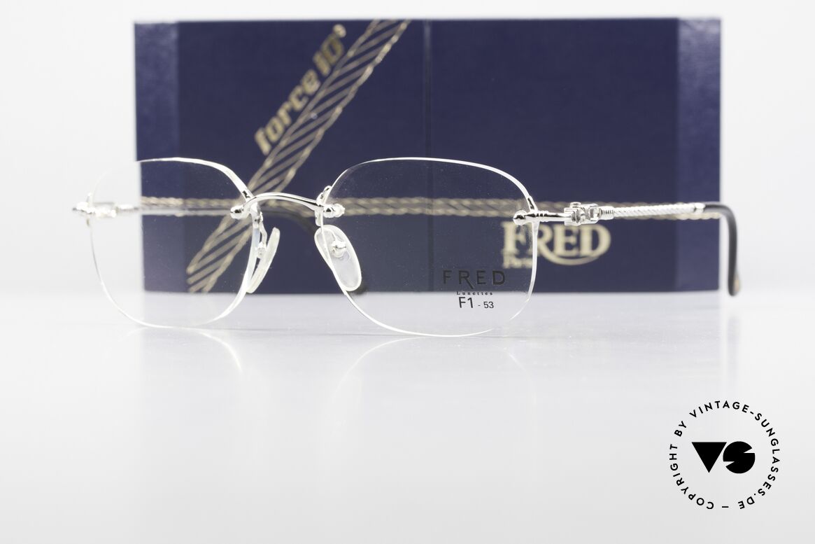 Fred Fidji F1 Luxus Brille Randlos Platin, kostbare "silberne" Ausführung, denn PLATIN-plattiert, Passend für Herren und Damen