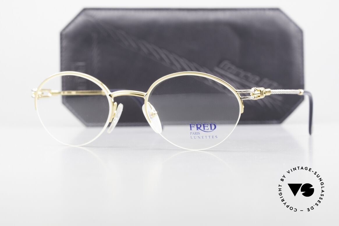 Fred Feroe Ovale Luxus Brille 90er Nylor, mit original Fred Soft-Etui & zusätzliches Etui von JPG, Passend für Herren und Damen