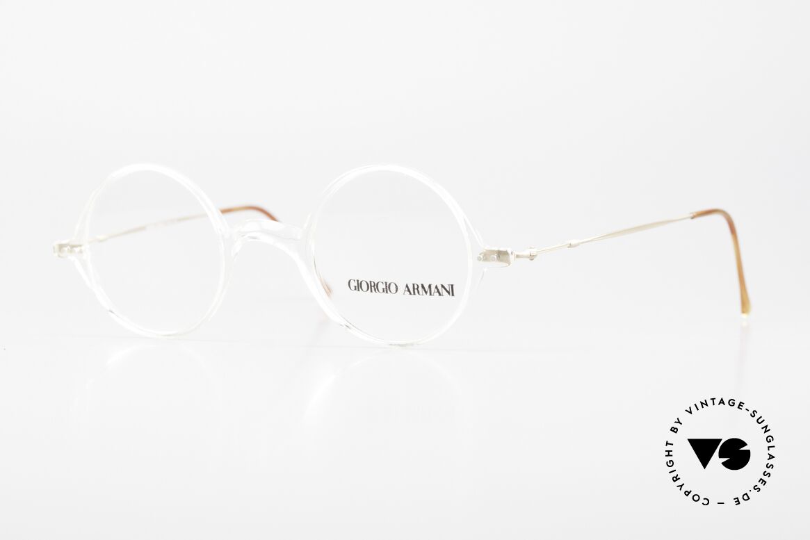 Giorgio Armani 365 Runde Brille 90er Kristall, Giorgio Armani, Mod. 365, col. 191, Gr. 41-23, 135, Passend für Herren und Damen