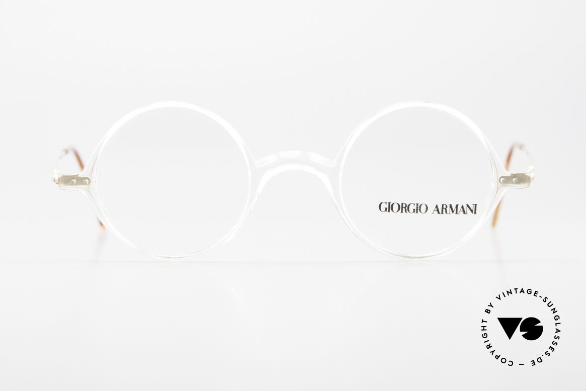 Giorgio Armani 365 Runde Brille 90er Kristall, schlichte & puristische GA Fassung "Unisex-Brille", Passend für Herren und Damen