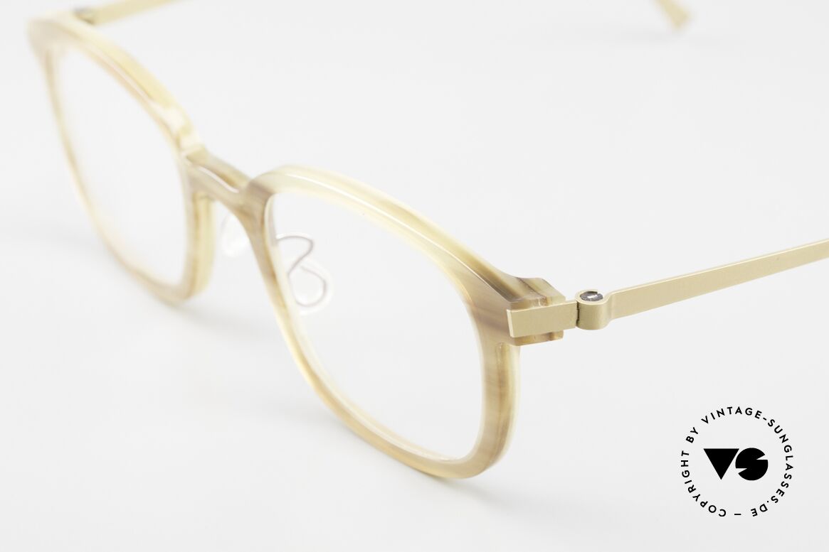 Lindberg Horn 1801 Büffelhorn Titanbrille Gold, absoluter Luxus, denn jedes Horn-Modell ist einzigartig, Passend für Herren und Damen
